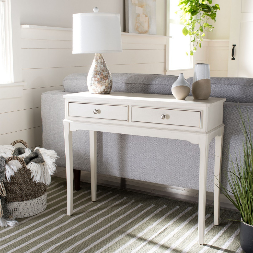 Wiley 2 Drawer Console Table White   Transitional   Console Tables   by V.S.D Furniture  Houzz