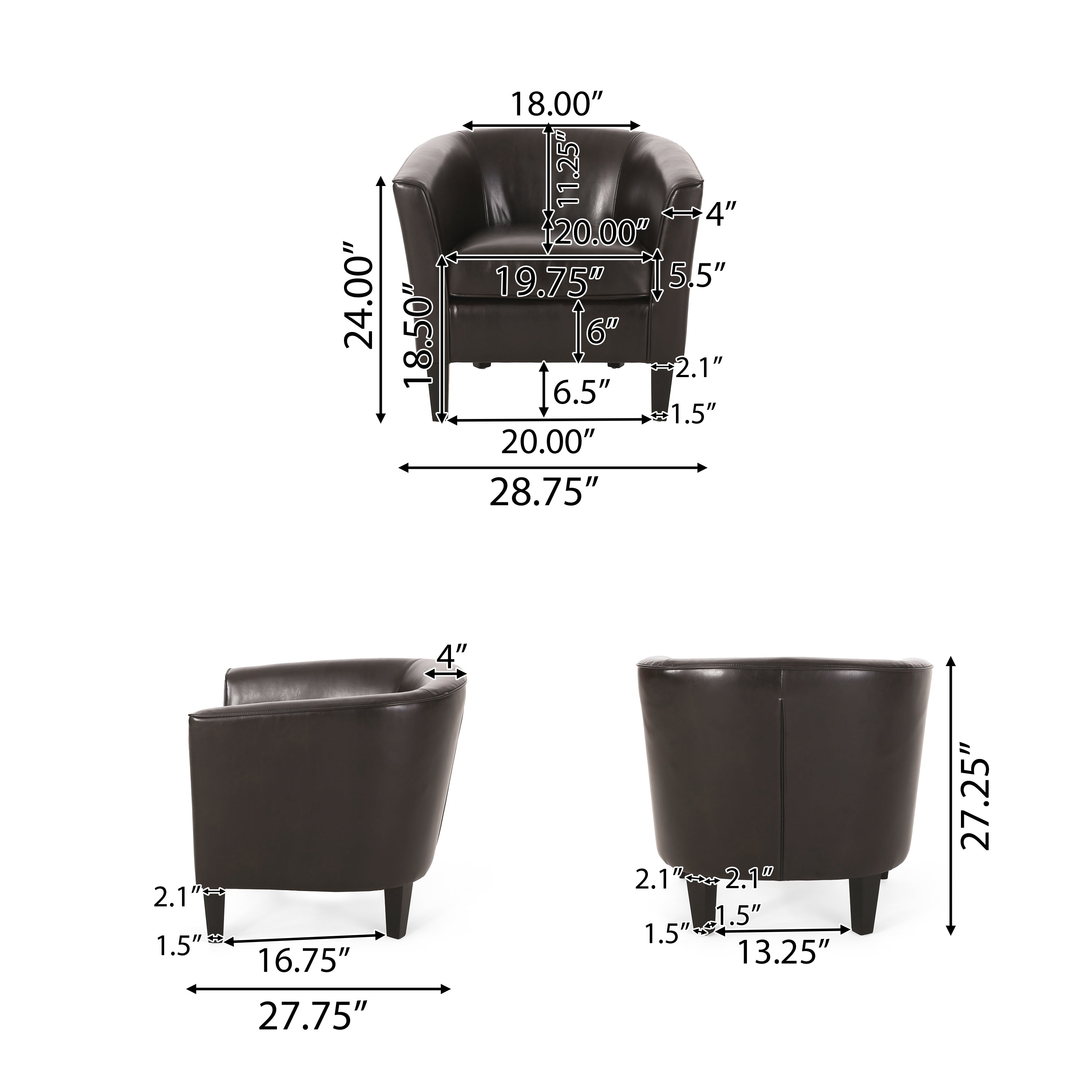 Gelston Brown Leather Club Chair