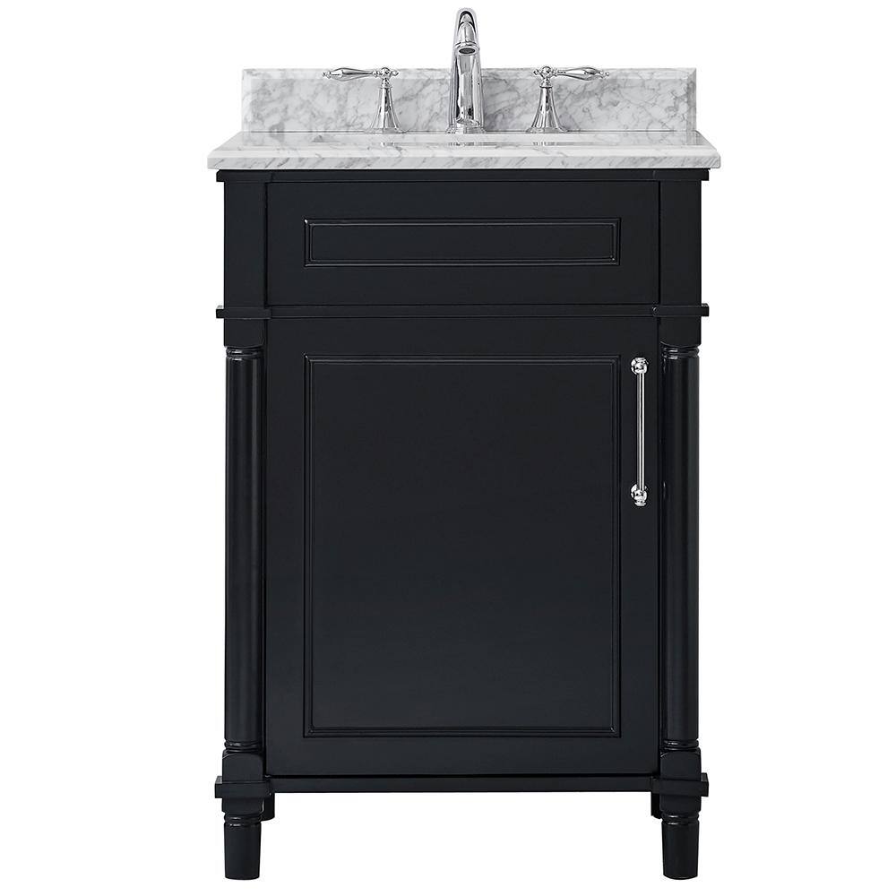 Home Decorators Collection Aberdeen 24 in. W x 20 in. D x 34.5 in. H Bath Vanity in Black with White Carrara Marble Top Aberdeen 24B