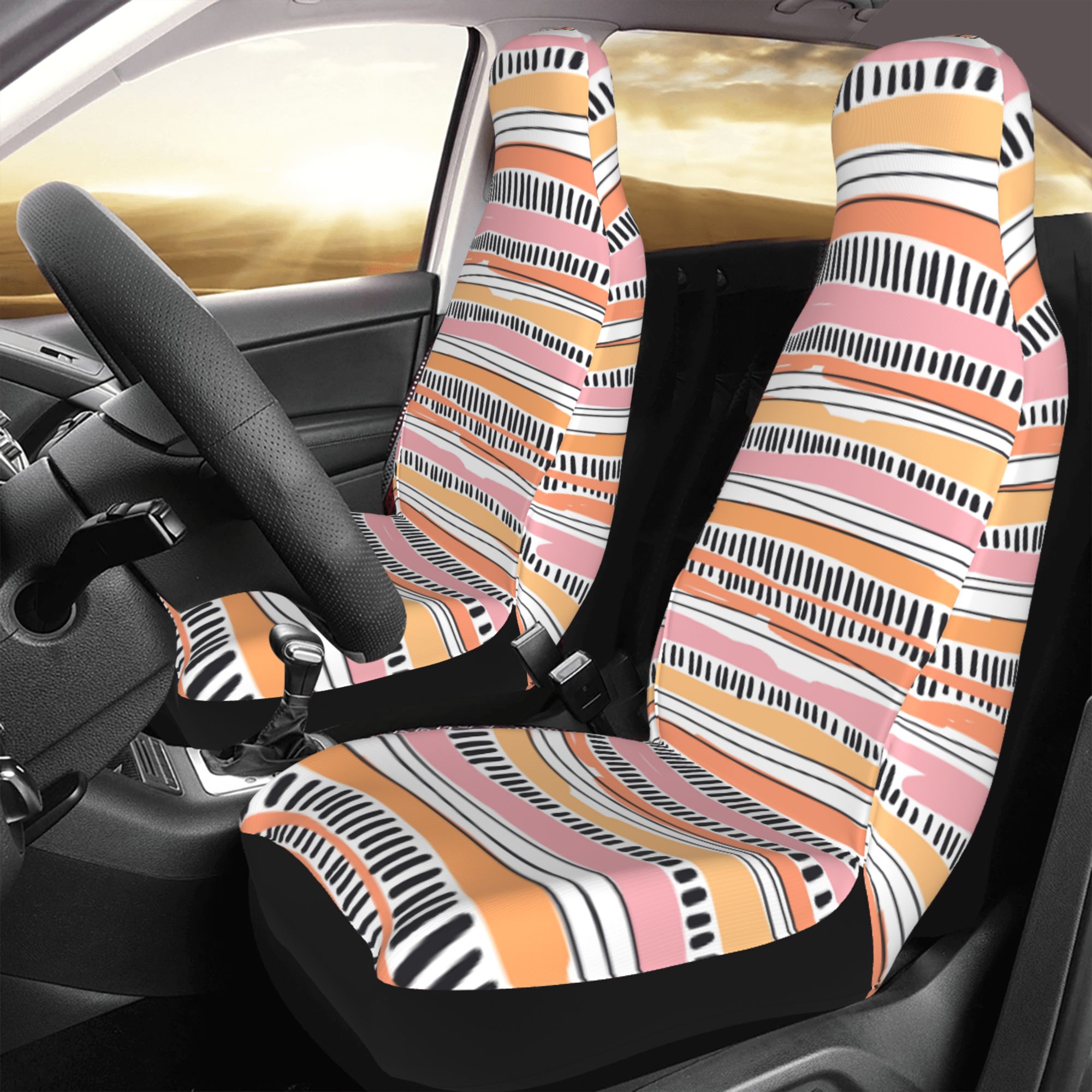 ZICANCN Car Seat Cover Abstract Line Graffiti Car Front Seat Covers Protectors ， Automotive Seat Covers for Cars Trucks Suv