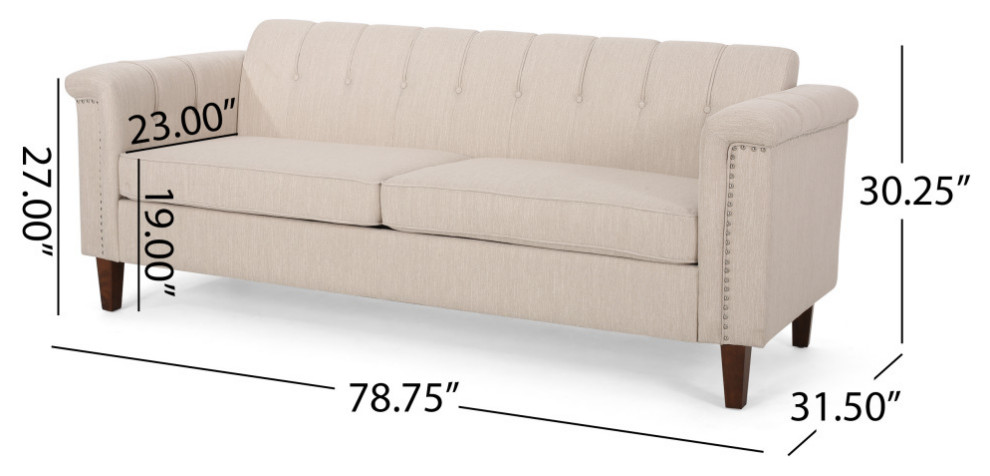 Alessandro Channel Stitch Fabric 3 Seater Sofa   Transitional   Sofas   by GDFStudio  Houzz