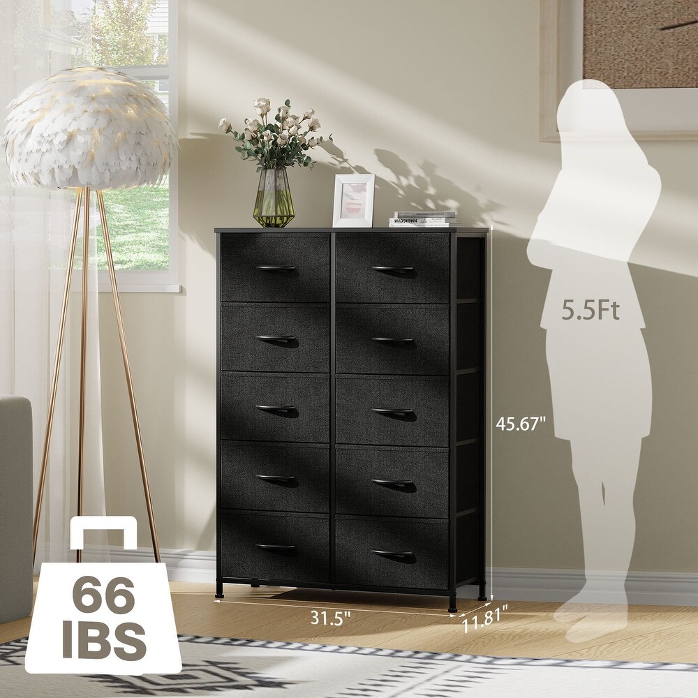 10 Drawers Vertical Dresser Storage Tower Organizer Unit for Bedroom