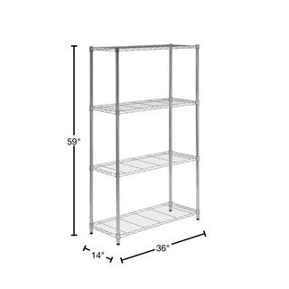 Honey-Can-Do Chrome 4-Tier Heavy-Duty Adjustable Steel Garage Storage Shelving Unit (36 in. W x 59 in. H x 14 in. D) SHF-09439