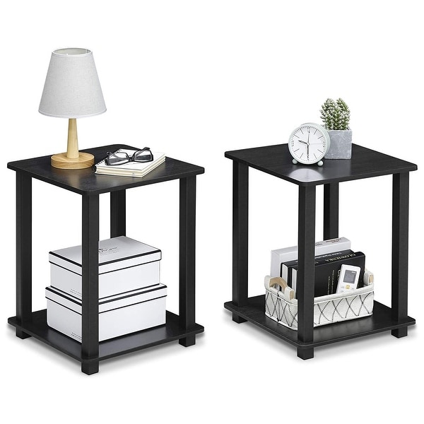 Furinno Simplistic Wooden Sturdy Flat Top Home Decor End Tables， Black (2 Pack) - 6.3