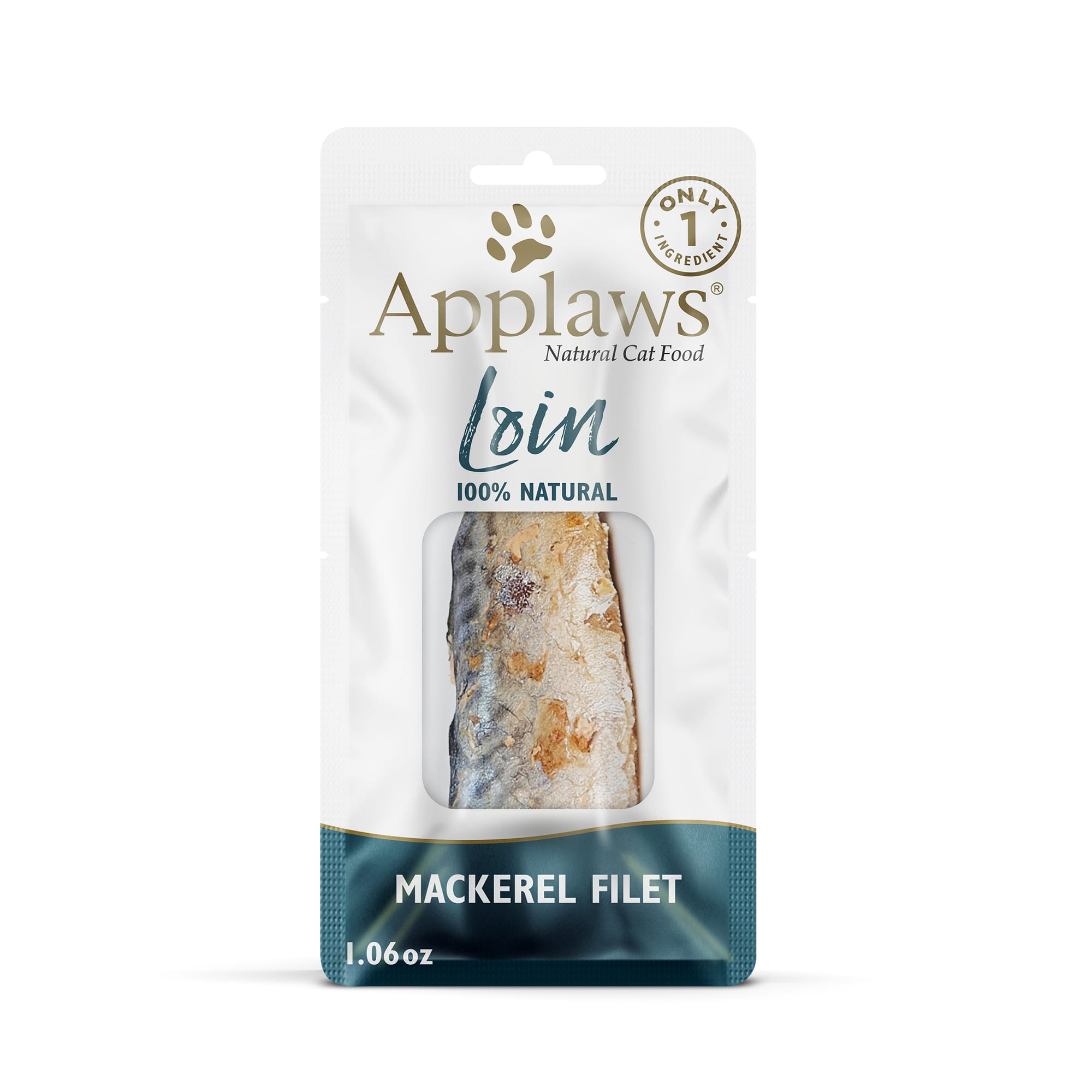 APPLAWS Natural Whole Mackerel Loin Cat Treat， 1.06 oz.