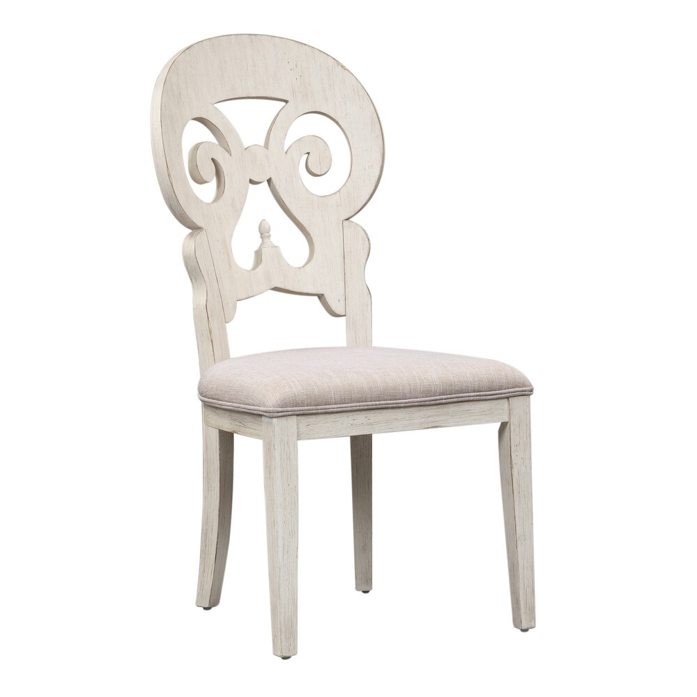 Farmhouse Reimagined Antique White Splat Back Side Chair (Set of 2)