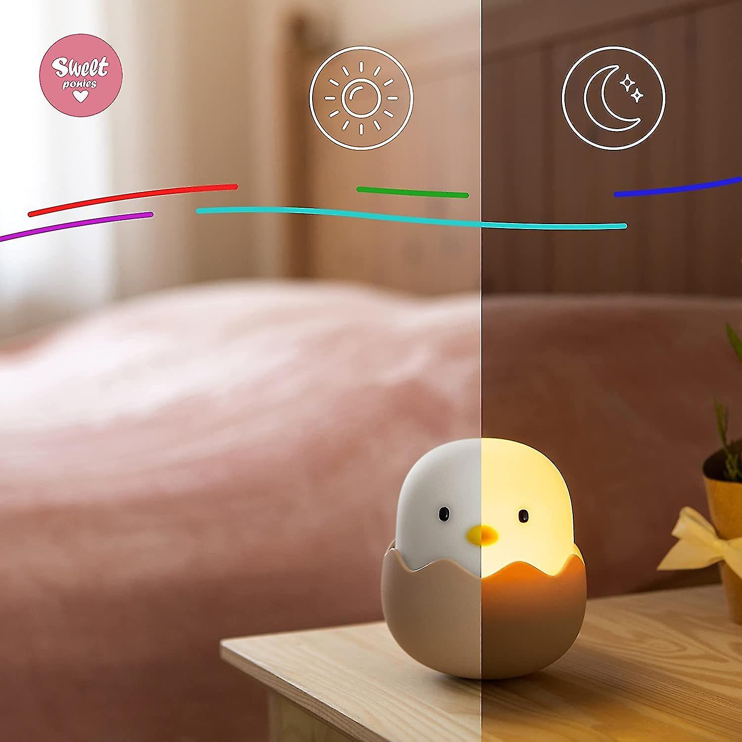 Led Children Touch Night Light Soft Silicone USB Rechargeable Animal Egg Shell Chick Bedside Lamp