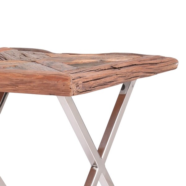 Treutlen Indoor Wood and Stainless Steel Handcrafted End Table by Christopher Knight Home