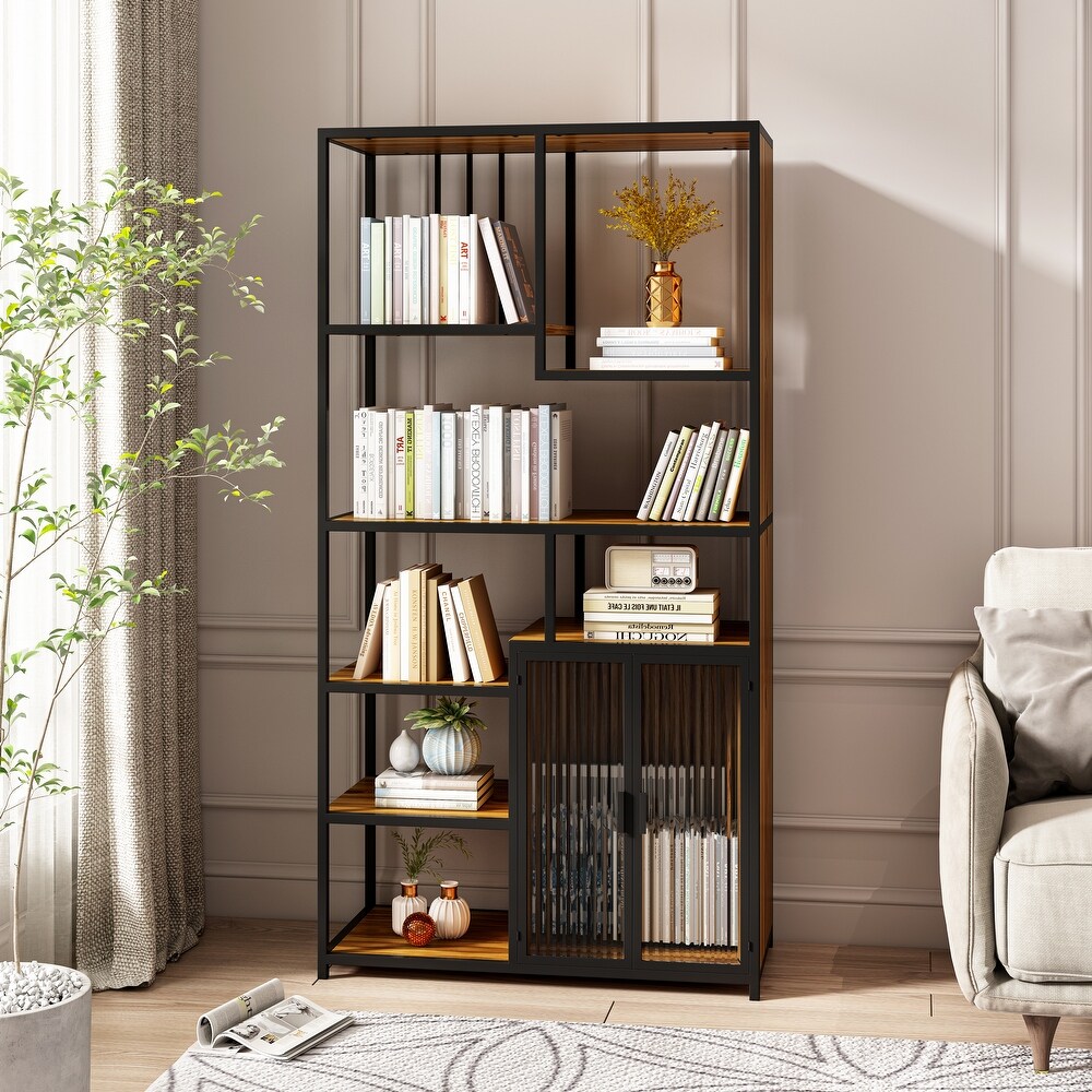 Bookshelf Storage with Enclosed Storage Cabinet