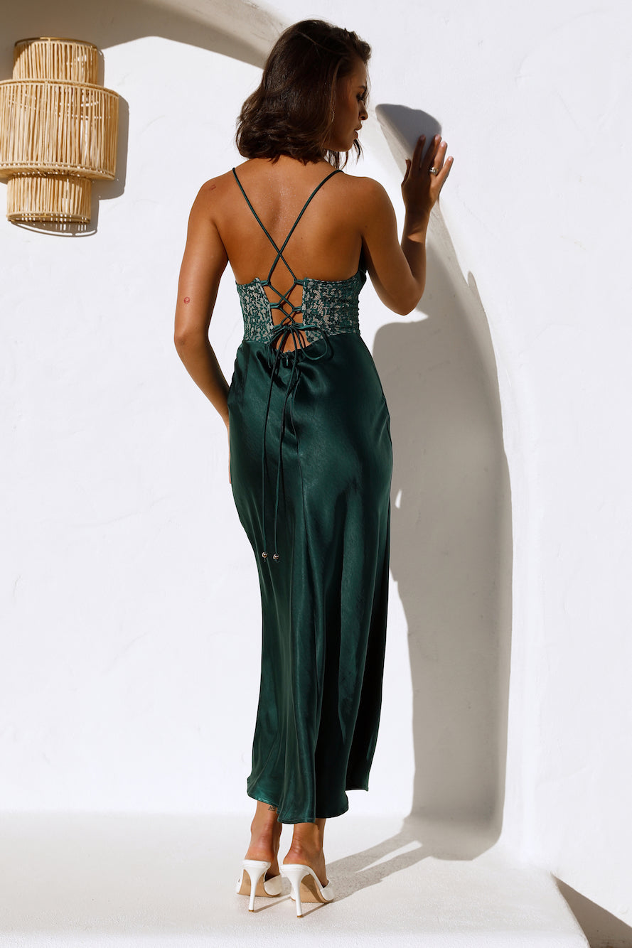 Sipping Waterfalls Midi Dress Green