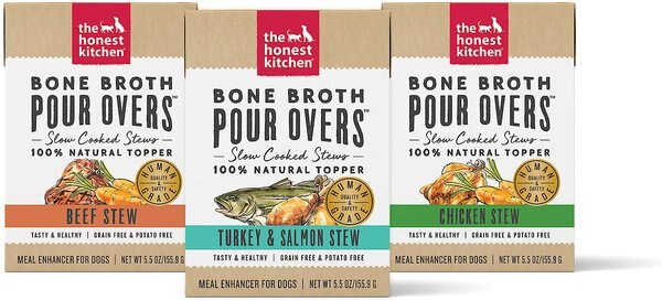 The Honest Kitchen Bone Broth POUR OVERS Variety Pack Wet Dog Food Topper