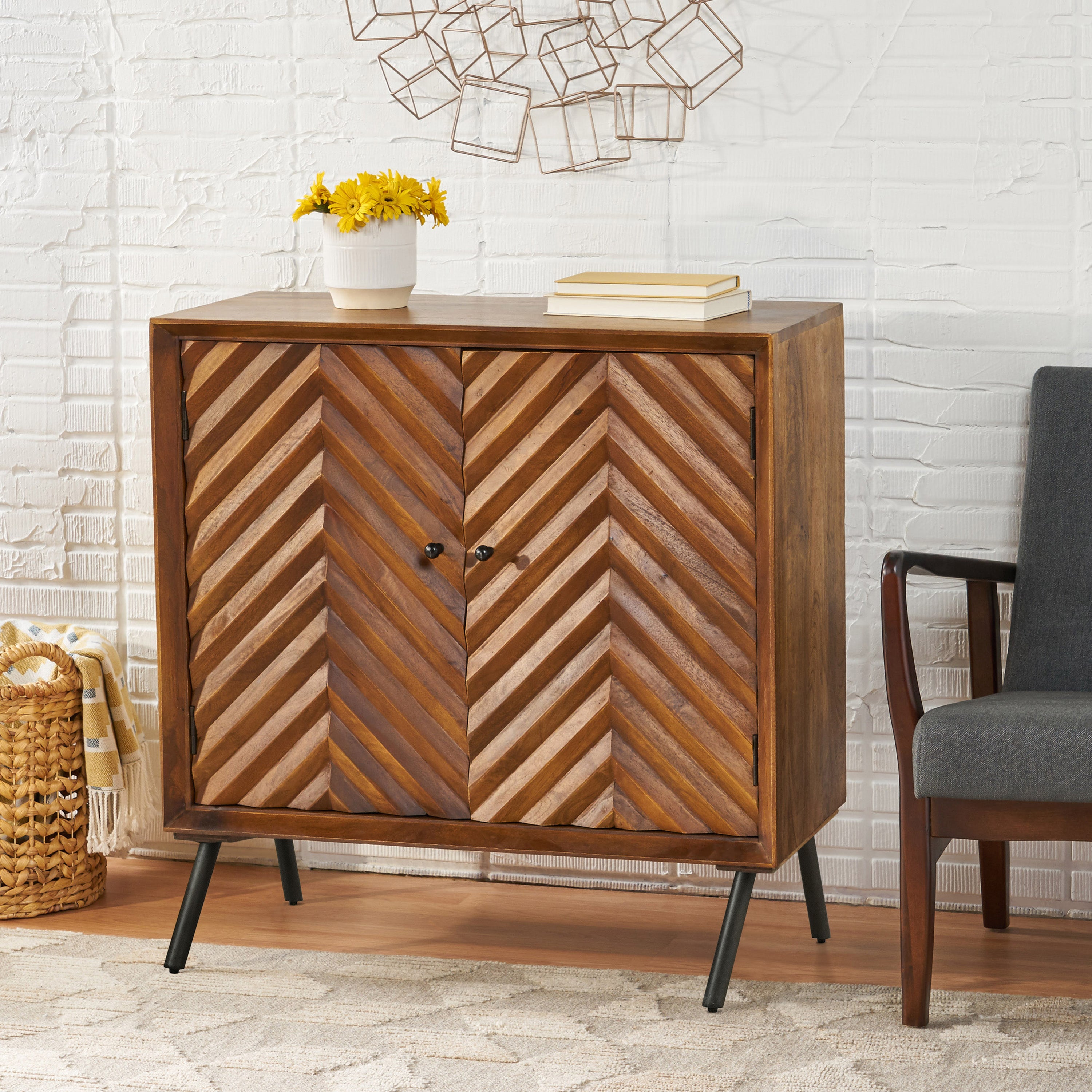 Yordani Mid-Century Modern Handcrafted Mango Wood Sideboard