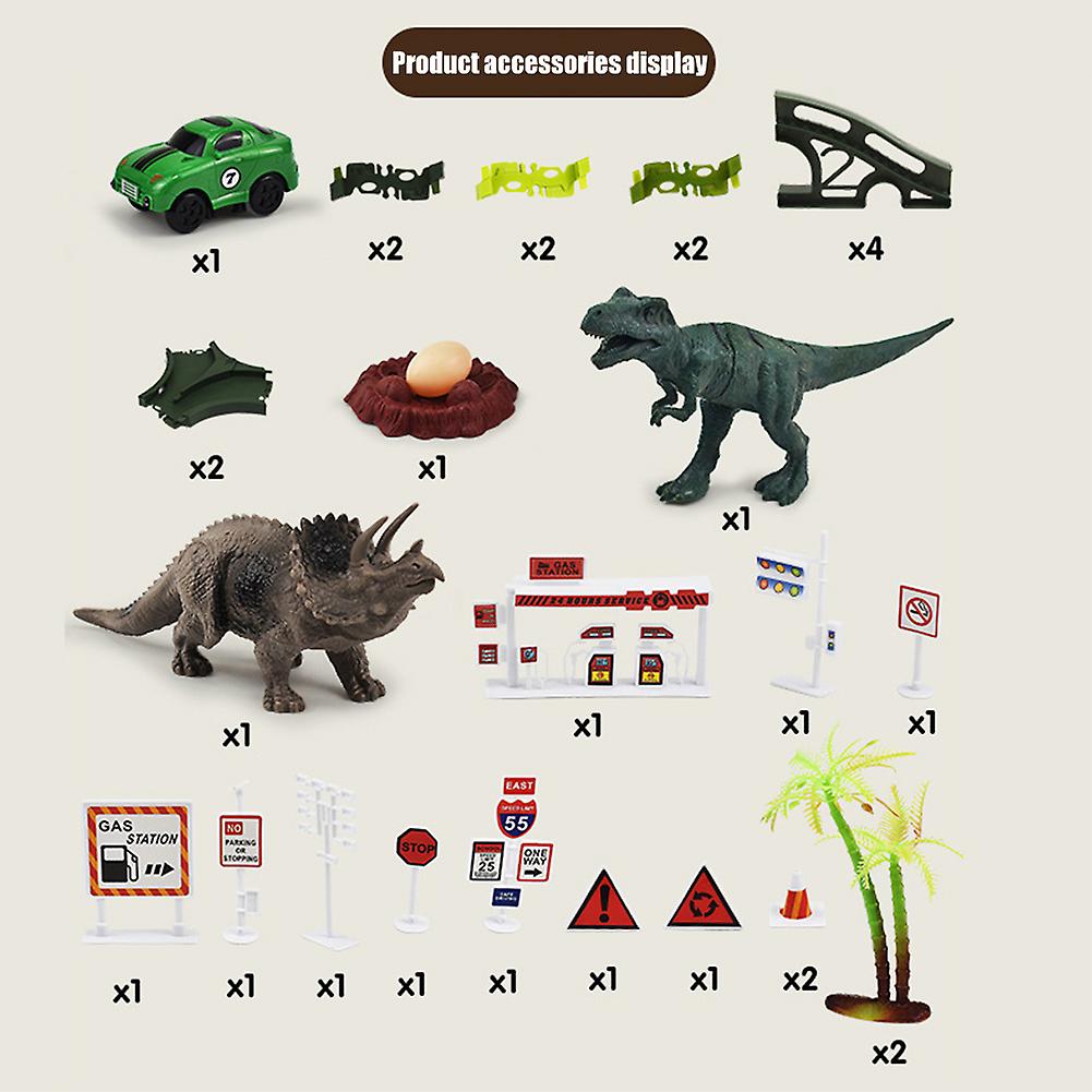 166 Pcs Children Dinosaur Track Toy Diy Assembly Holiday Gift Children Electric Track Toy Set Green