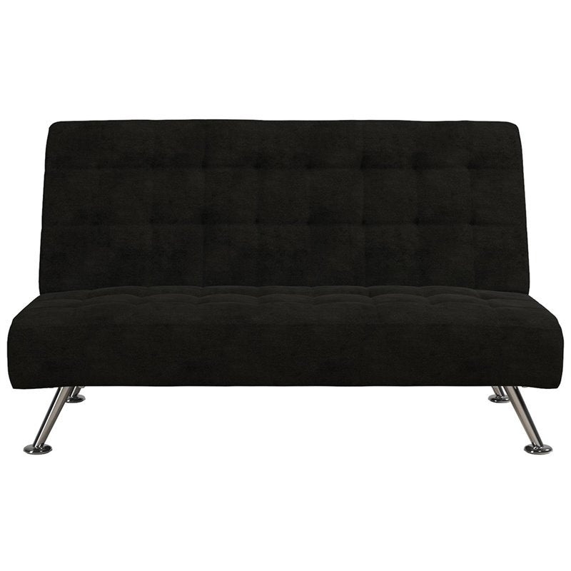 DHP Mabel Tufted Kids Sleeper Sofa in Black and Chrome