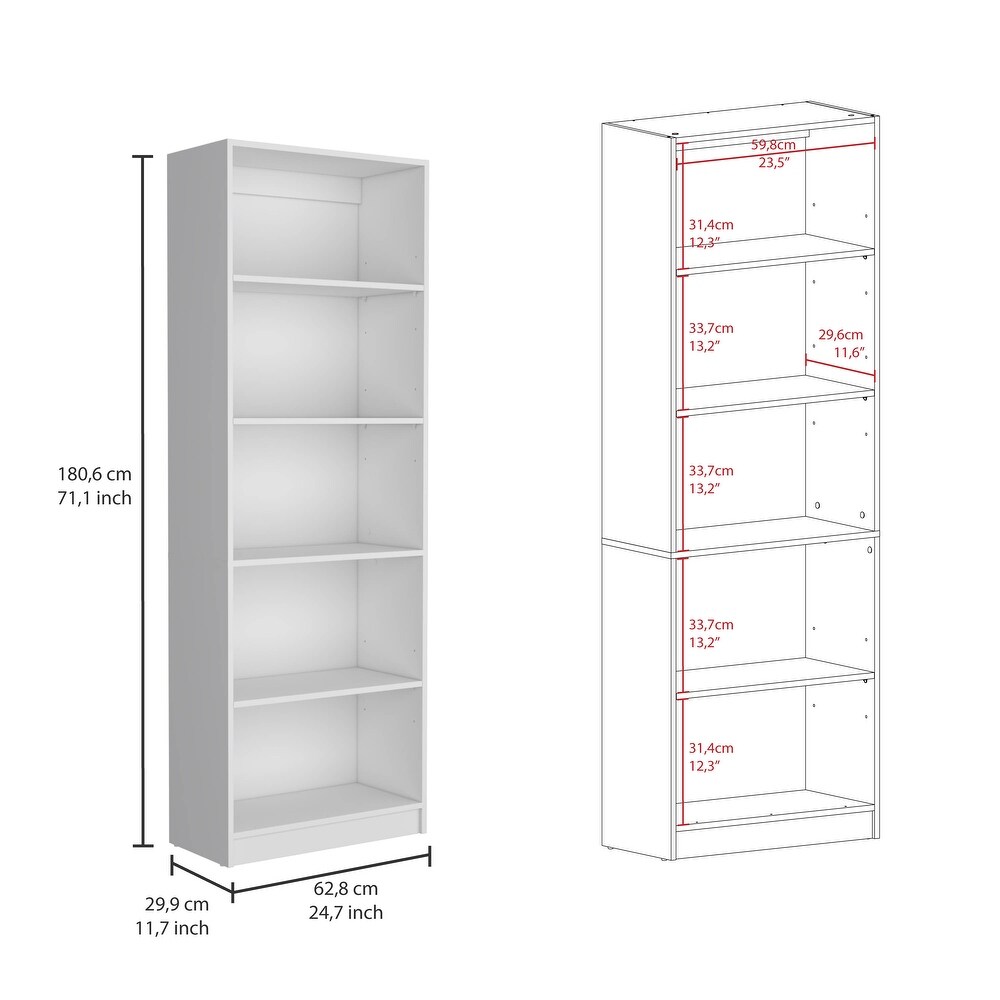 Kenyon Tall 5 Shelf Wide Bookcase Set of 2   N/A