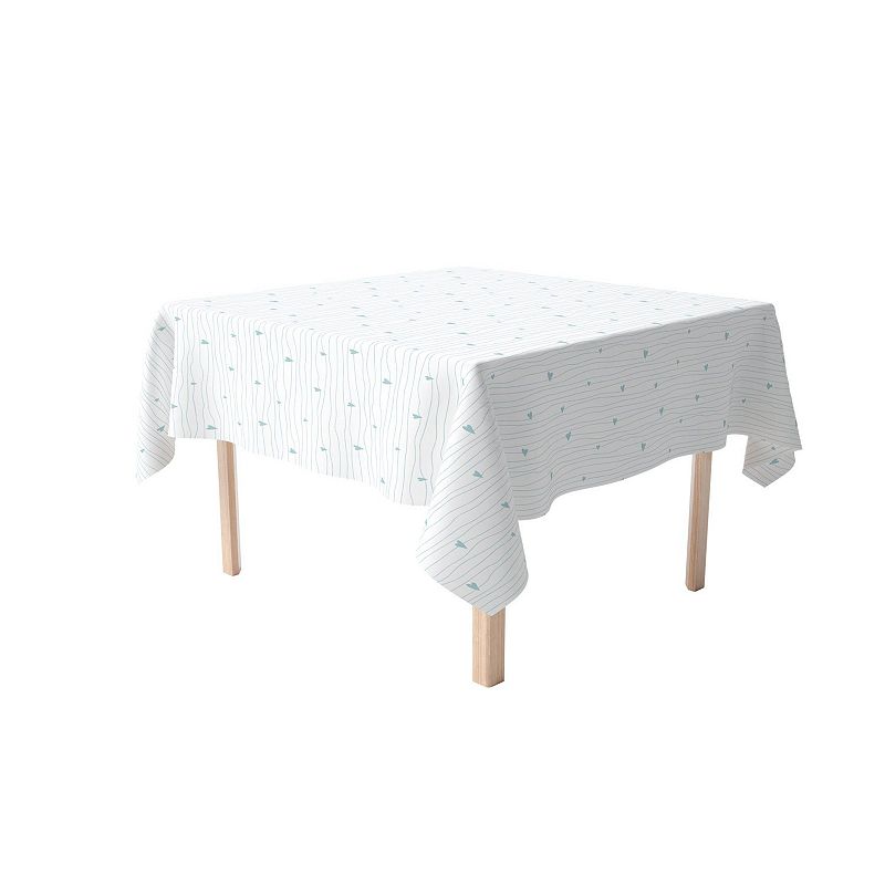 Square Tablecloth， 100% Cotton， 60x60， Blue Hearts and Stripes