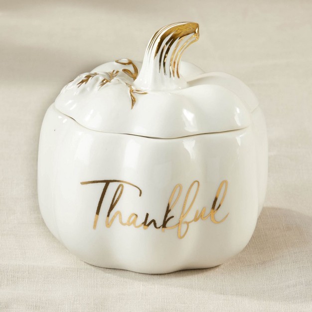 Kate Aspen Thankful White Pumpkin Decorative Bowl 23272na