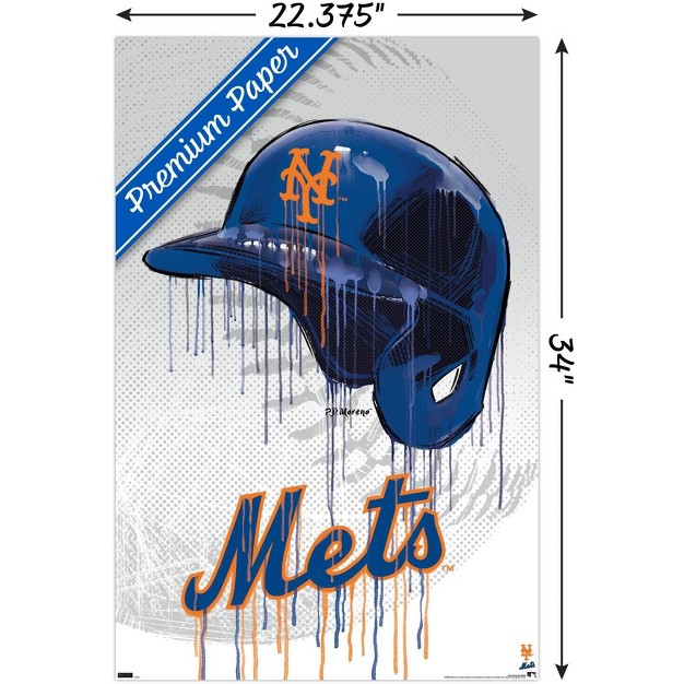 Trends International Mlb New York Mets Drip Helmet 22 Unframed Wall Poster Prints