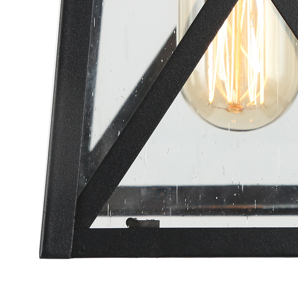 LNC Farmhouse 1 Light Black Cage Outdoor Hanging Lighting With Glass   Industrial   Outdoor Hanging Lights   by LNC  Houzz