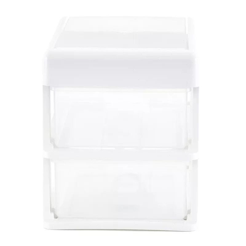 Gracious Living Mini 2 Drawer Desk Organizer with Organizational Flip Top， White