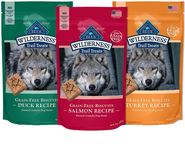 Blue Buffalo Wilderness Trail Treats Grain-Free Variety Pack Crunchy Dog Treats Biscuits， 10-oz bag， 3 count