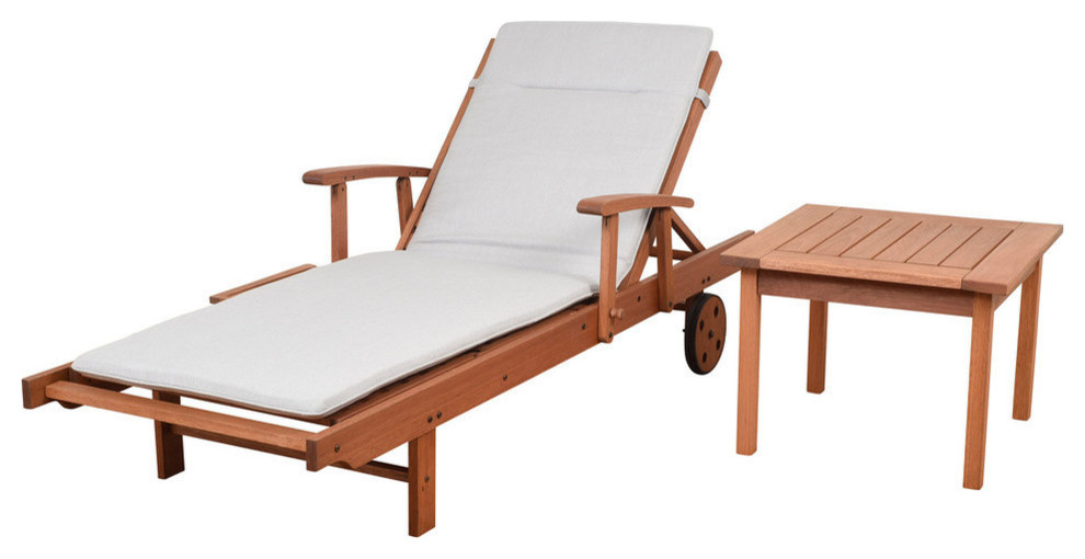 Amazonia Nieuw 2 Piece Patio Lounger Set  Light Gray Cushion   Transitional   Outdoor Lounge Sets   by Homesquare  Houzz