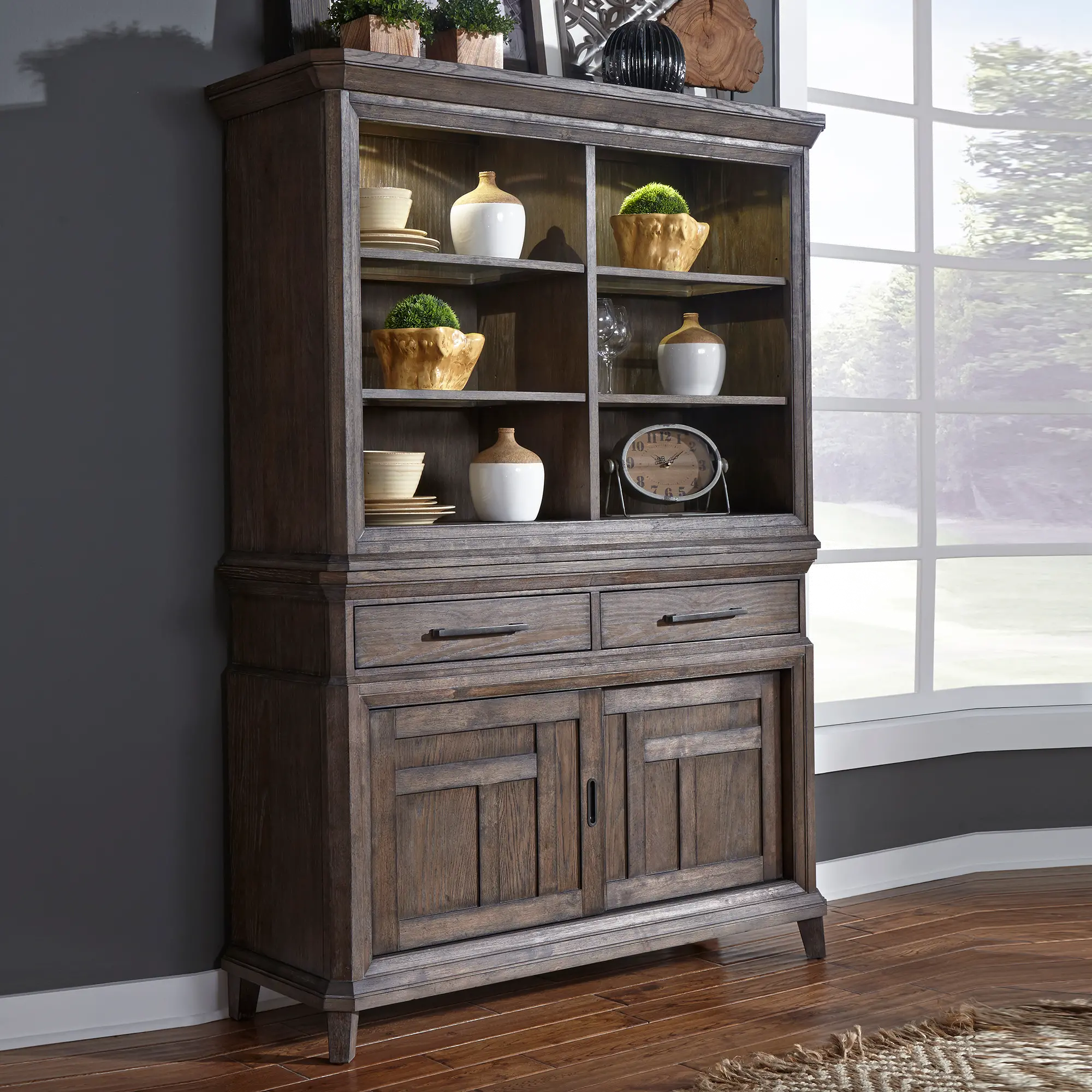 Artisan Prairie Classic Aged Oak China Cabinet