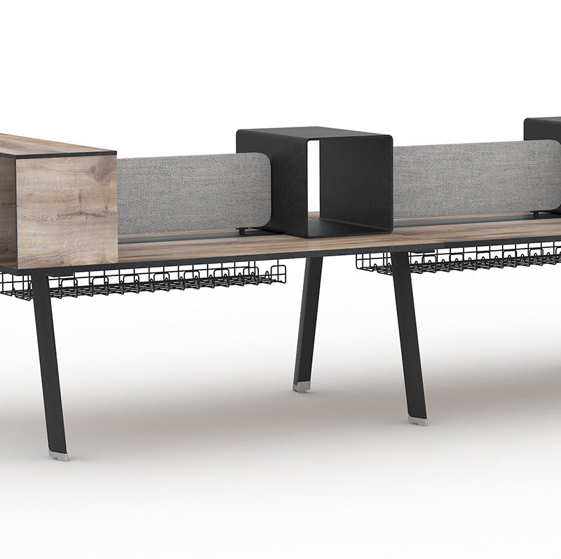 ARTO 6 Person Workstation Double Sided 5.0M - Warm Oak & Black