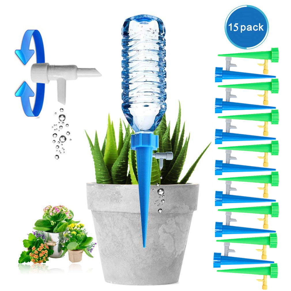 Self Watering Spikes 15 Pc Plant Waterer Indoor Outdoor Adjustable Plant Watering Stakes