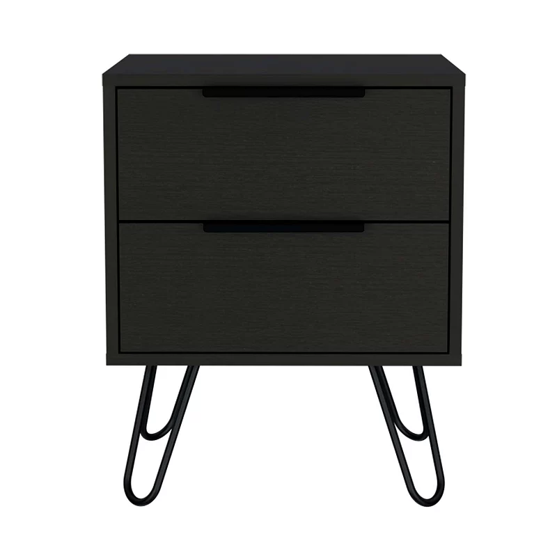 Nuvo 2 Nightstand，Two Drawers， Hairpin Legs