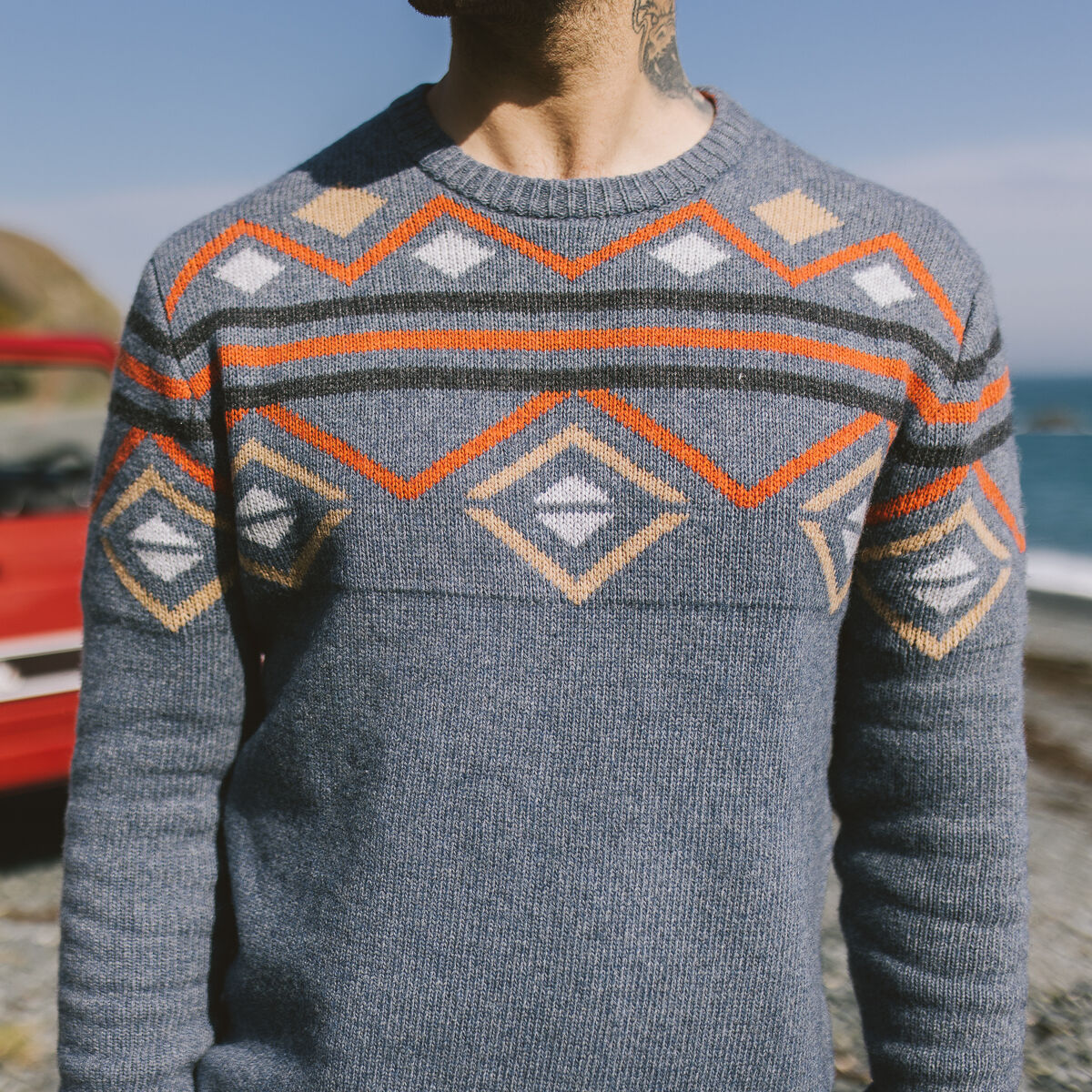 Fireside Knitted Jumper - Stone Blue