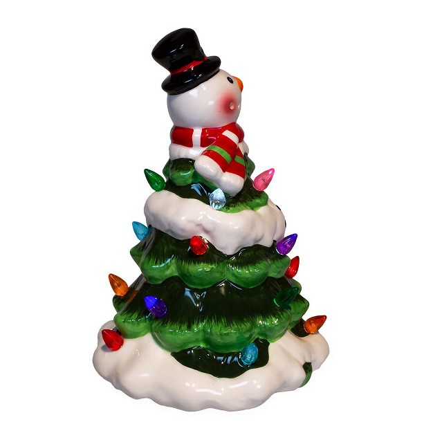 Kurt Adler 9 inch Battery Operated Ceramic Light up Snowman Tree