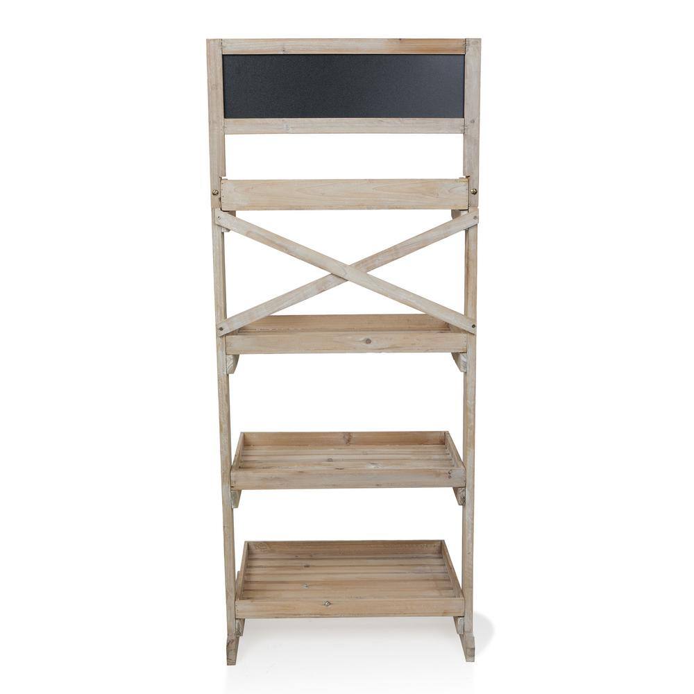 Alpine Corporation Wooden 4-Tier Shelf Storage Rack with Chalkboard MBB164