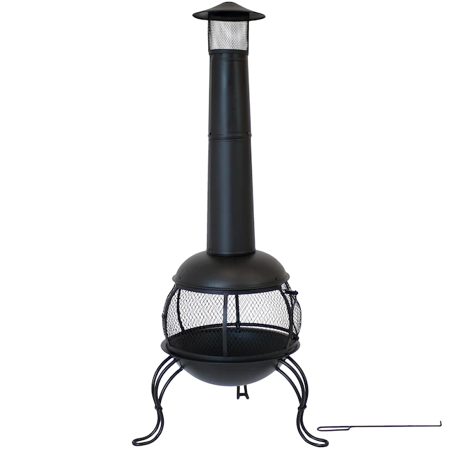 Sunnydaze Decor KF-849 66-in H x 28-in D x 31-in W Black Steel Chiminea