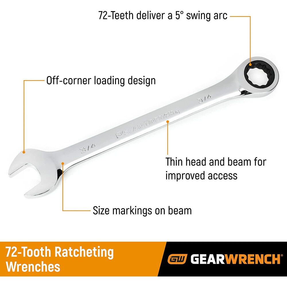 GEARWRENCH Combination Wrench 36 mm Metric 72 Tooth 12 Point Ratcheting 9136 from GEARWRENCH