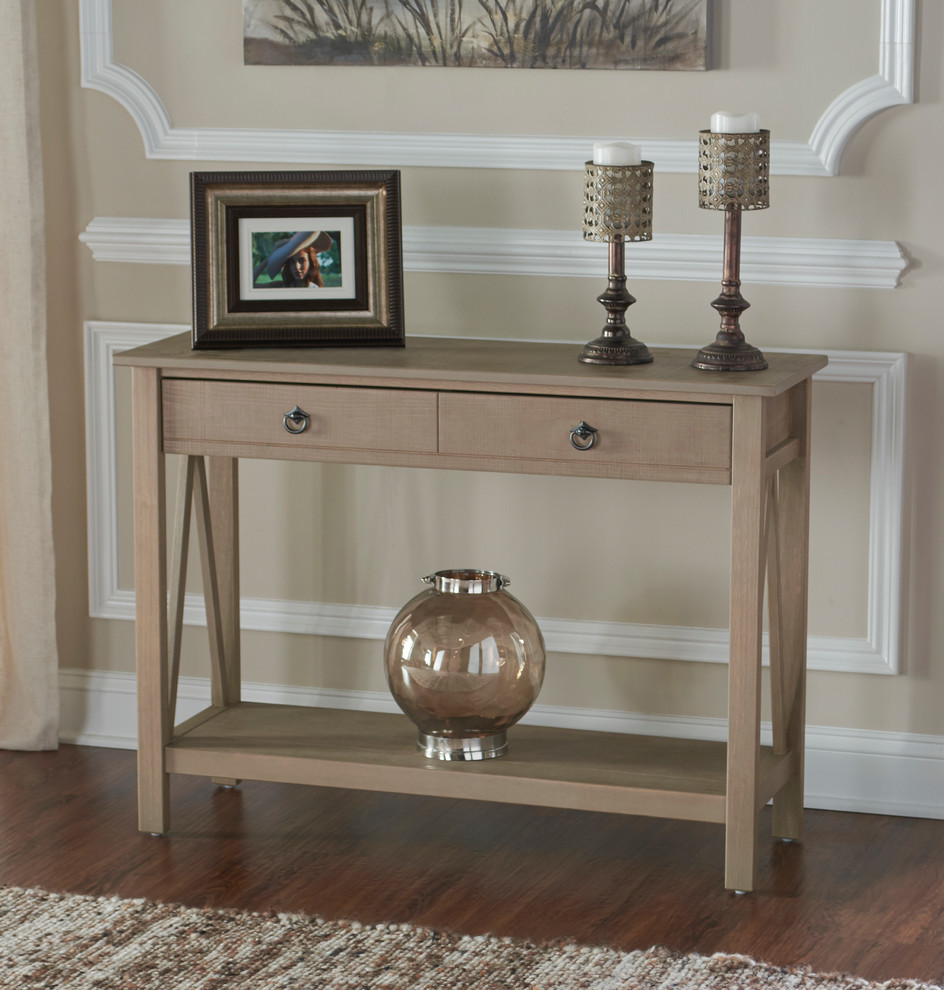 Titian Rustic Gray Console Table   Transitional   Console Tables   by Linon Home Decor Products  Houzz