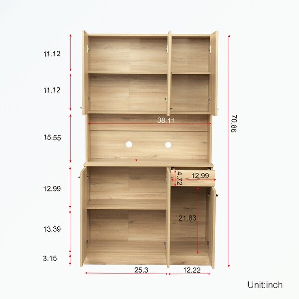 Wardrobe with 6-Doors， 1-Open Shelves and 1-Drawer - - 37065943