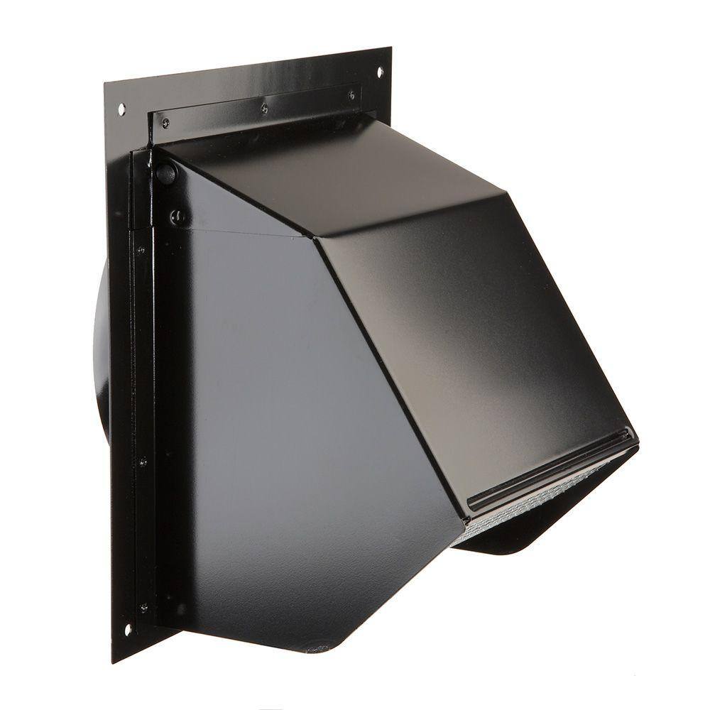 Broan-NuTone Wall Cap for Exhaust Fan or Range Hood with 6 in. Round Duct in Black 843BL