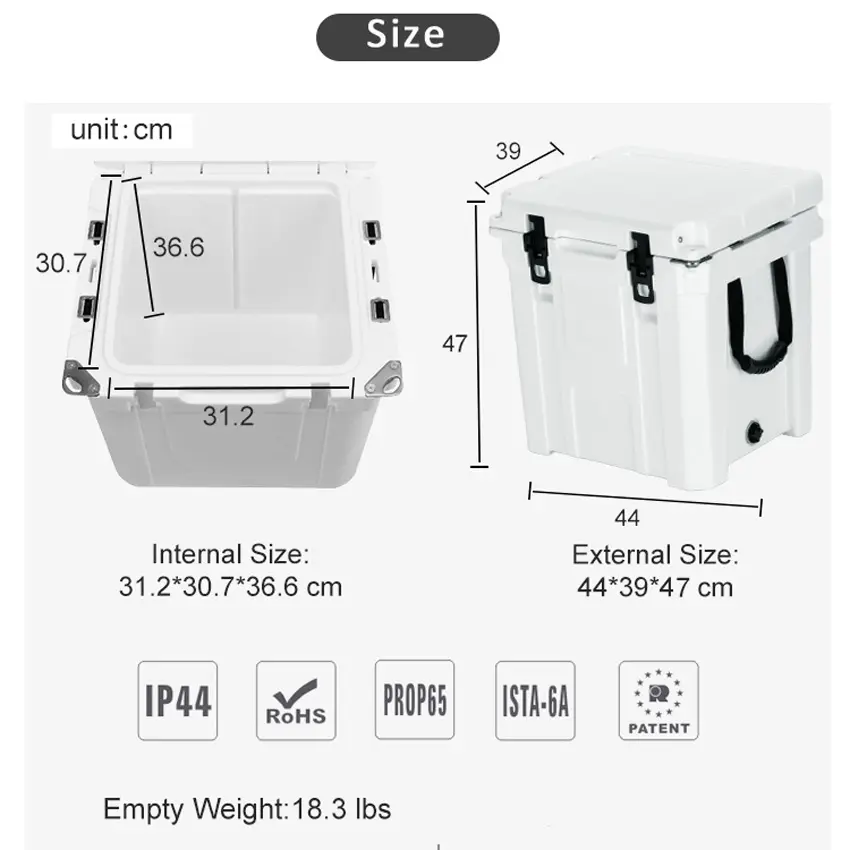 OEM ODM Premium 33 Litre Black color custom camping Food Fruit Fish ice rotomolded cooler Box