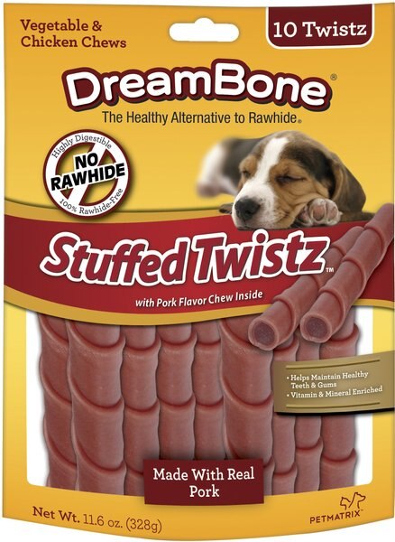 DreamBone Stuffed Twistz Pork Chews Dog Treats