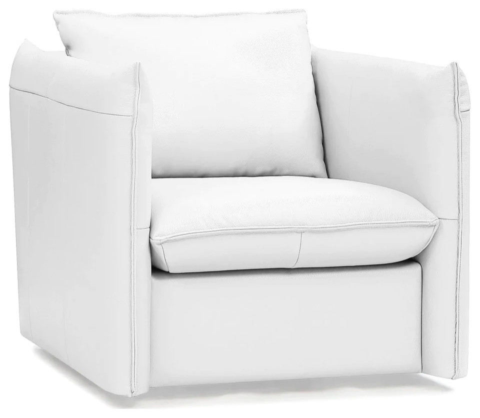 Thomas Modern White Leather Swivel Lounge Chair   Contemporary   Armchairs And Accent Chairs   by V.S.D Furniture  Houzz