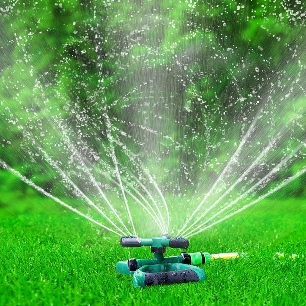 Jiarui Lawn Sprinkler Garden Sprinkler - Automatic 360 Rotating Adjustable Large Area， Yard Sprinkler System， Oscillating Sprinkler Watering Sprayer Easy Hose Connection， Yard Sprinkler