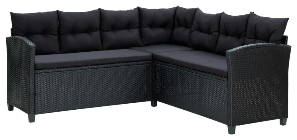 vidaXL Patio Lounge Set Outdoor Sectional Sofa Set 6 Piece Poly Rattan Gray   Tropical   Outdoor Dining Sets   by vidaXL LLC  Houzz