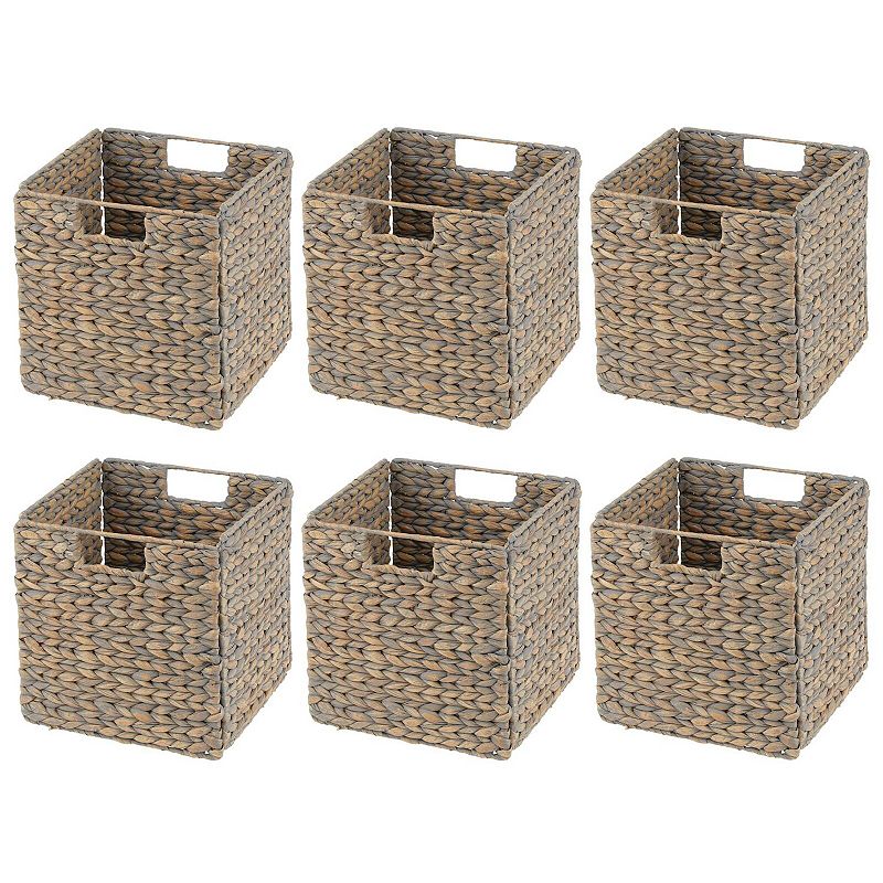 mDesign Natural Woven Hyacinth Storage Organizer Basket Bin， 6 Pack