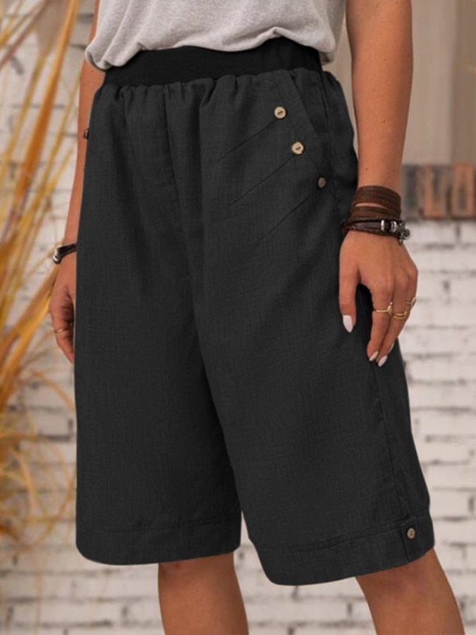 Women's Pure Color Casual Cotton Shorts