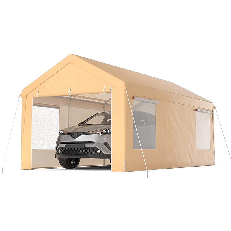 10 x 20 FT Heavy-Duty Steel Carport Portable Garage Car Canopy Shelter Party Tent with Removable Sidewalls, Roll-up Door