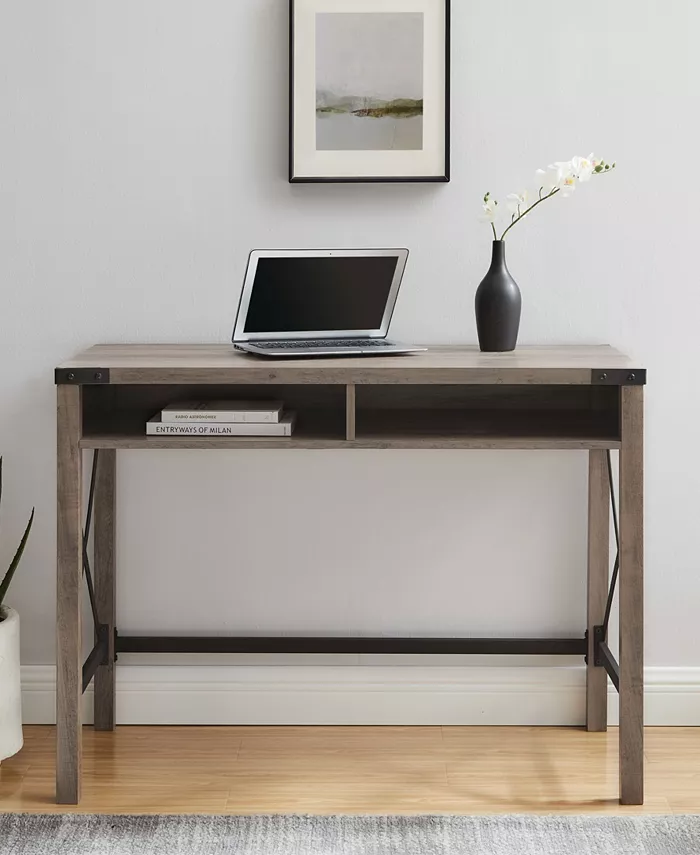 Walker Edison Farmhouse Metal and Wood Desk