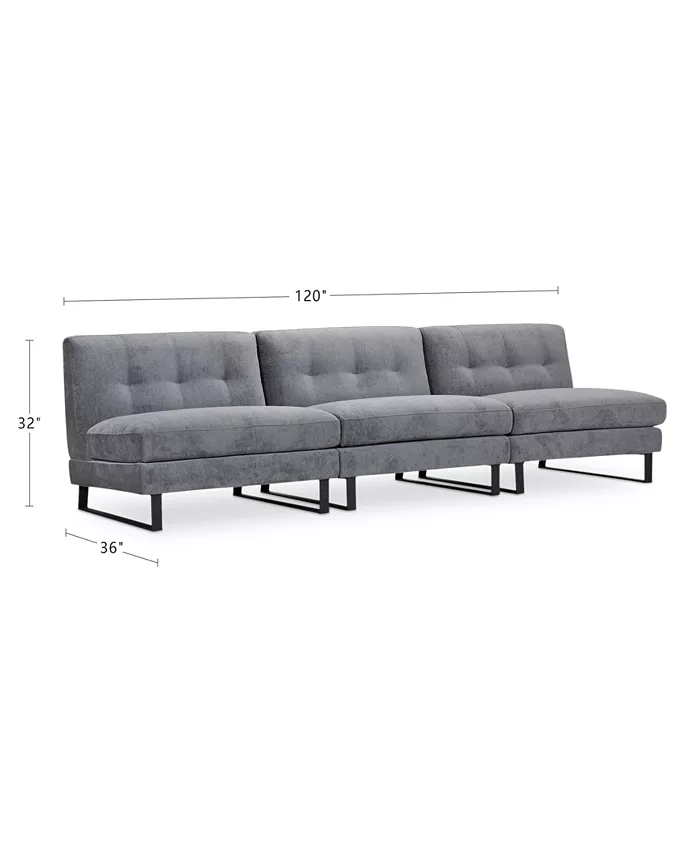 Furniture Kathya 120 3-Pc. Fabric Modular Sofa