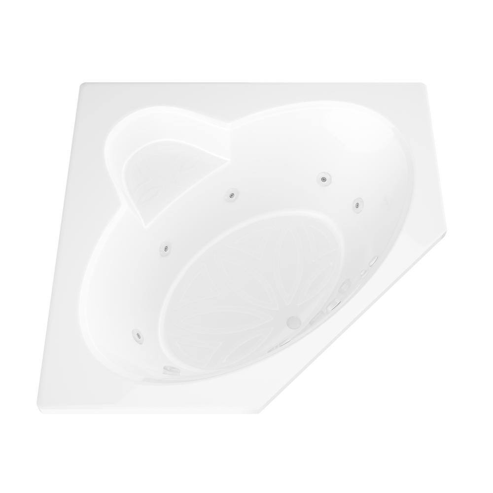 Universal Tubs Malachite 5 ft. Acrylic Corner Drop-in Whirlpool Bathtub in White HD6060SWL