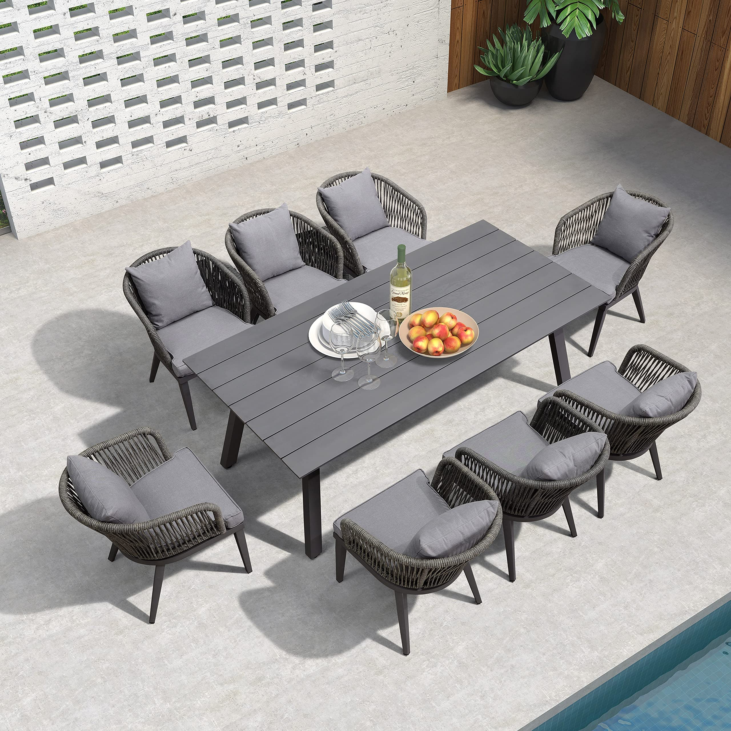 OPEN BOX I PURPLE LEAF 2 Pieces Patio Furniture Outdoor Dining Chairs All-Weather Wicker for Lawn Garden Backyard Deck Patio Dining Chairs with Cushions and Pillows, Grey